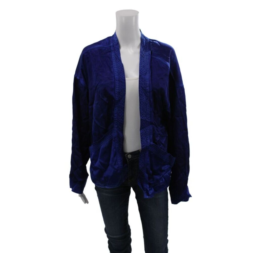 FREE CITY Womens Blue Kimono Jacket Open Front Long Sleeve Size M